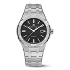 Maurice Lacroix AIKON Automatic Date Uomo 42mm Acciaio Quadrante Nero Clous de Paris Automatico ML115 Vetro Zaffiro Bracciale Acciaio Data 20 ATM Swiss Made Ref. AI6008-SS002-330-1