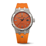 Orologio Maurice Lacroix AIKON automatico con quadrante arancione e cinturino arancione