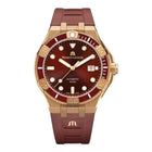 Maurice Lacroix AIKON Venturer Burgundy Asia Special Edition Uomo 43 mm Bronzo Quadrante Bordeaux Soleil Lunetta Ceramica Vetro Zaffiro Calibro ML115 Automatico Cinturini Pelle e Gomma Data 30 ATM 288 Pezzi Ref. AI6058-BRZ6B-530-6