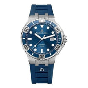 Orologio automatico Maurice Lacroix con cassa in acciaio e cinturino in gomma blu, quadrante blu