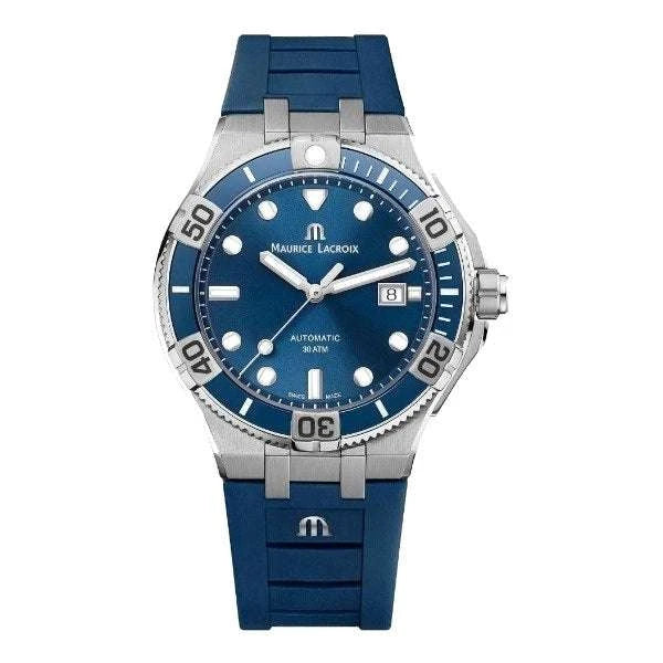Maurice Lacroix AIKON Venturer Uomo 43mm Acciaio Quadrante Nero Soleil Automatico Calibro ML115 Vetro Zaffiro Lunetta Ceramica Diver Cinturino Gomma Nero Data 300m Swiss Made Ref. AI6058-SS001-330-1