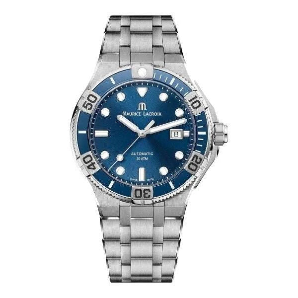 Maurice Lacroix AIKON Venturer Uomo 43mm Acciaio Quadrante Blu Soleil Automatico Calibro ML115 Vetro Zaffiro Lunetta Ceramica Diver Bracciale Acciaio Cinturino Gomma Data 300m Swiss Made Ref. AI6058-SS002-430-2 OASI WATCH