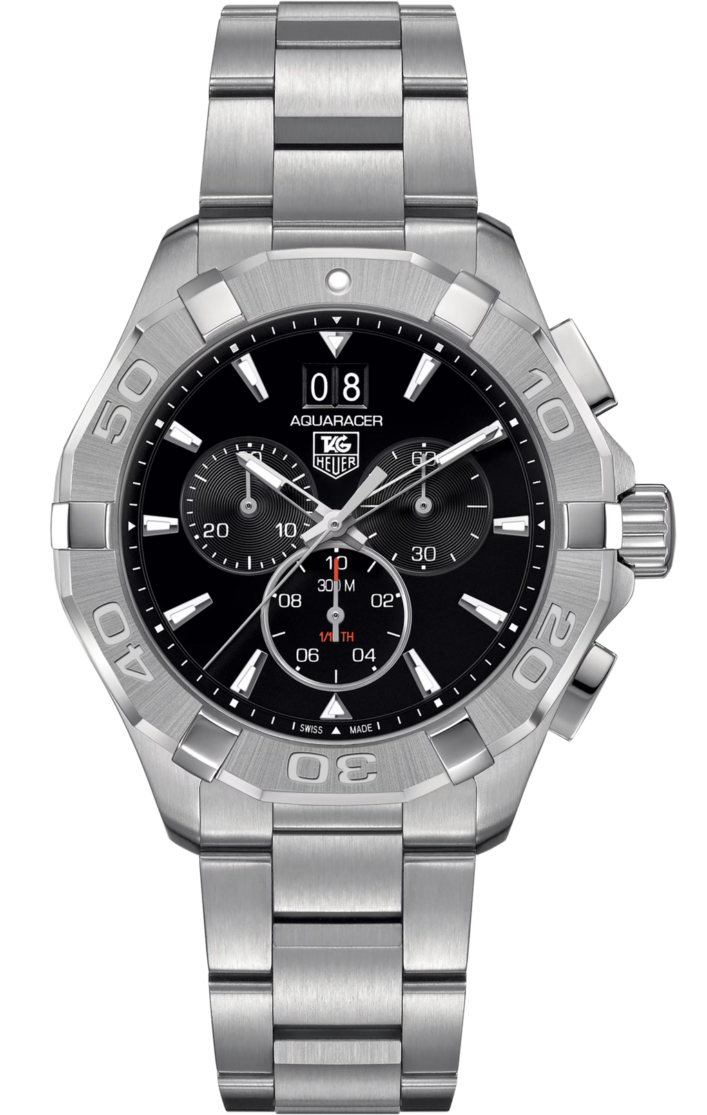 Orologio da uomo Aquaracer TAG Heuer in acciaio con quadrante nero e cronografo