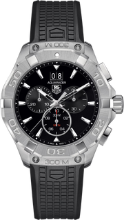 Orologio TAG Heuer Aquaracer 300M cronografo nero con cinturino caucciù e cassa acciaio