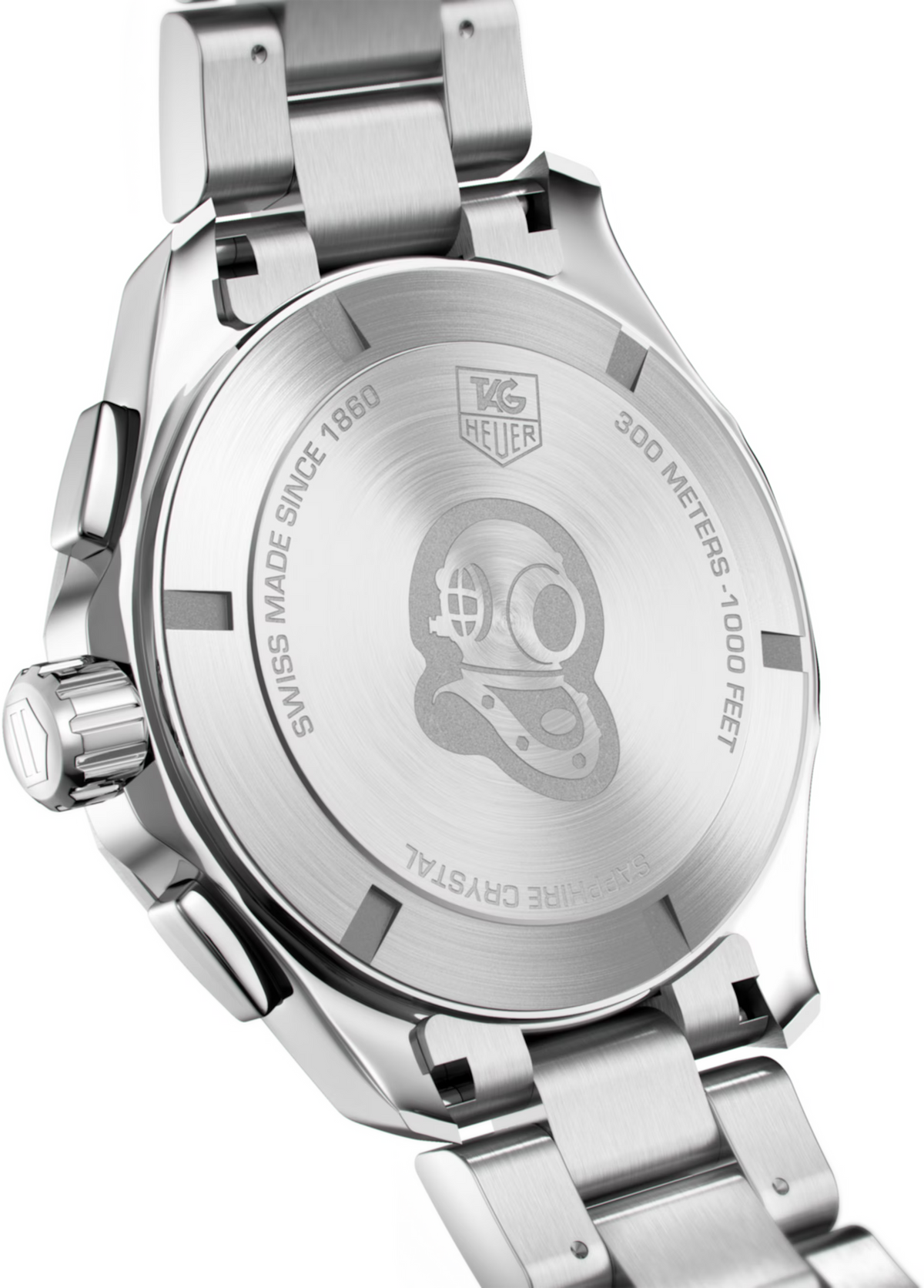 Orologio TAG Heuer Aquaracer: fondello in acciaio con incisioni e logo