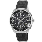 Orologio TAG Heuer Aquaracer 300M con quadrante nero, cronografo, cinturino in caucciù