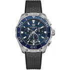 TAG Heuer Aquaracer 300M Cronografo Quarzo Uomo 43 mm Acciaio Quadrante Blu Soleil Lunetta Girevole Unidirezionale Blu in Alluminio Vetro Zaffiro Grande Data Cinturino Caucciù Nero 30 ATM Swiss Made Ref. CAY111B.FT6041
