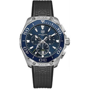 Orologio subacqueo TAG Heuer con quadrante blu e cinturino in caucciù nero, lunetta blu