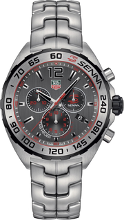 TAG Heuer orologio cronografo Senna in acciaio con quadrante nero e lunetta tachimetrica nera