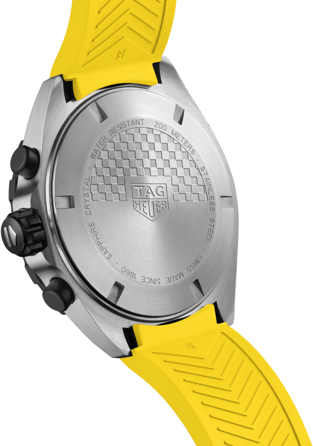TAG Heuer Formula 1 Chronograph Uomo 43 mm Acciaio Quadrante Giallo Soleil Lunetta Tachimetrica Nera PVD Vetro Zaffiro Cronografo al Quarzo Data Cinturino Caucciù Giallo 20 ATM Swiss Made Ref. CAZ101AM.FT8054 Oasi Watch