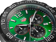 Orologio TAG Heuer Formula 1: quadrante verde con cronografi neri e lunetta tachimetrica nera