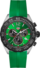TAG Heuer Formula 1 Chronograph Uomo 43 mm Acciaio Quadrante Verde Soleil Lunetta Tachimetrica Nera PVD Vetro Zaffiro Cronografo al Quarzo Data Cinturino Caucciù Verde 20 ATM Swiss Made Ref. CAZ101AP.FT8056