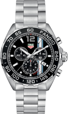 TAG Heuer Formula 1 Fangio Limited Edition Chronograph Quarzo Uomo 43 mm Acciaio Quadrante Nero Soleil Lunetta Fissa Acciaio Vetro Zaffiro Cronografo 1/10 di Secondo Data Bracciale Acciaio 200 m Swiss Made Ref. CAZ101H.BA0842