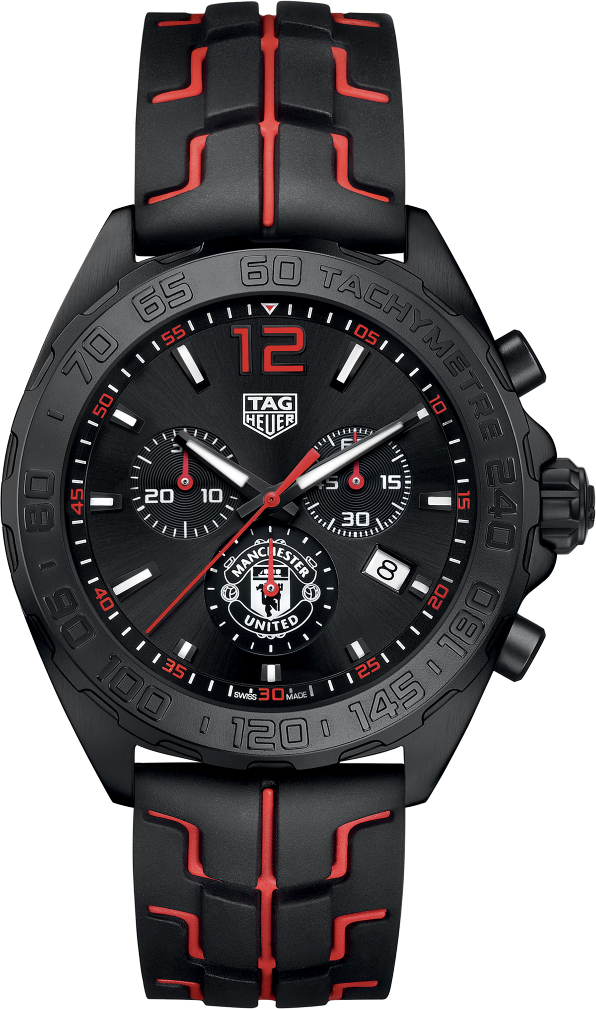 Orologio TAG Heuer Formula 1 cronografo: quadrante nero e cinturino in caucciù rosso/nero