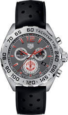 TAG Heuer Formula 1 Manchester United Special Edition Uomo 43 mm Acciaio Quadrante Nero Antracite Lunetta Tachimetrica Vetro Zaffiro Cronografo al Quarzo Data Cinturino Caucciù Nero 20 ATM Swiss Made Ref. CAZ101M.FT8024
