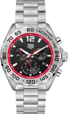TAG Heuer Formula 1 Chronograph Uomo 43 mm Acciaio Quadrante Nero Soleil Dettagli Rossi Lunetta Fissa Vetro Zaffiro Cronografo al Quarzo Data Bracciale Acciaio 20 ATM Swiss Made Ref. CAZ101Y.BA0842