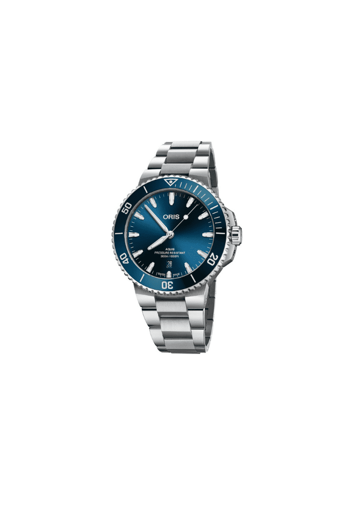 Orologio Oris Aquis automatico con quadrante blu e bracciale in acciaio 43,5 mm