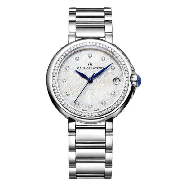 Maurice Lacroix Fiaba Date Donna 32 mm Acciaio Quadrante Madreperla Diamanti Vetro Zaffiro Quarzo Swiss Made Bracciale Acciaio 5 ATM Ref. FA1004-SD502-170-1 Oasi Watch