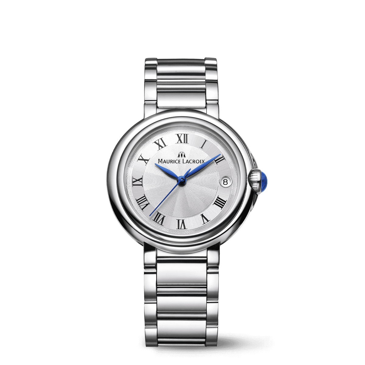 Maurice Lacroix Fiaba Date Donna 32 mm Acciaio Quadrante Argento Guilloché Numeri Romani Vetro Zaffiro Quarzo Swiss Made Bracciale Acciaio Data 3 ATM Ref. FA1004-SS002-110-1 Oasi Watch
