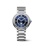 Maurice Lacroix Fiaba Moonphase Donna 32 mm Acciaio Quadrante Blu Soleil 46 Diamanti Fasi Lunari Vetro Zaffiro Quarzo Swiss Made Bracciale Acciaio Data 3 ATM Ref. FA1084-SS002-420-1