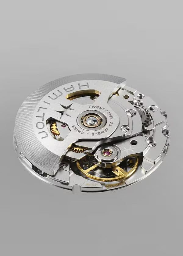 Movimento dell’orologio con ingranaggi e bilanciere argentei