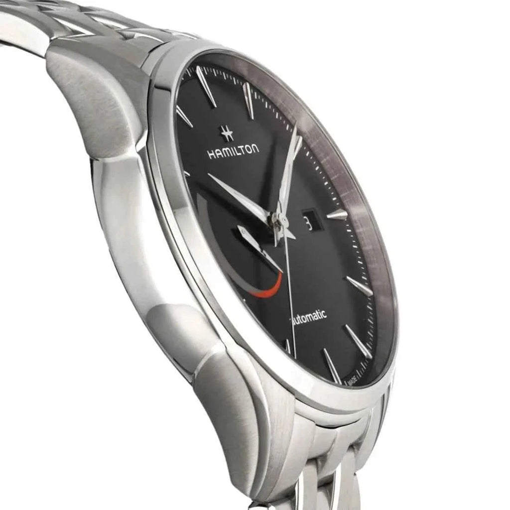 Orologio da polso Hamilton con quadrante nero e cassa circolare in acciaio, 42 mm