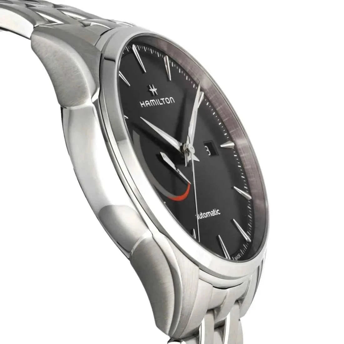 Orologio da polso Hamilton con quadrante nero e cassa circolare in acciaio, 42 mm
