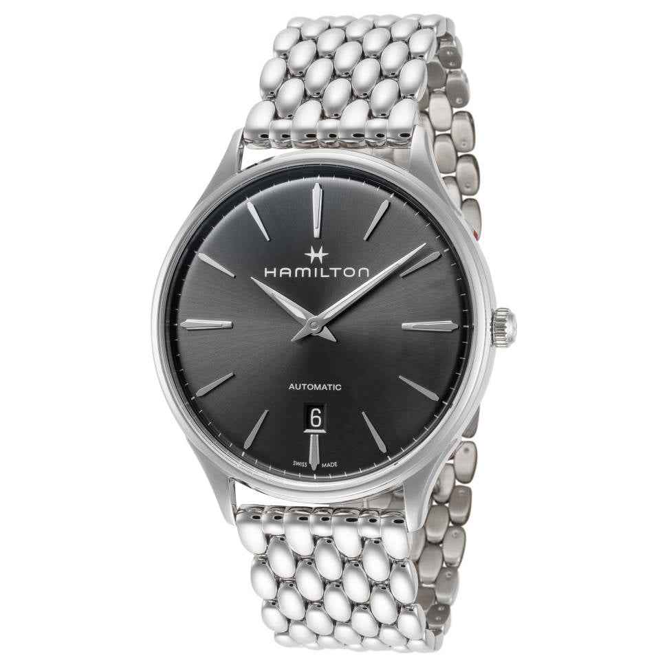 Orologio automatico Hamilton con quadrante antracite, data al 6 e bracciale maglie