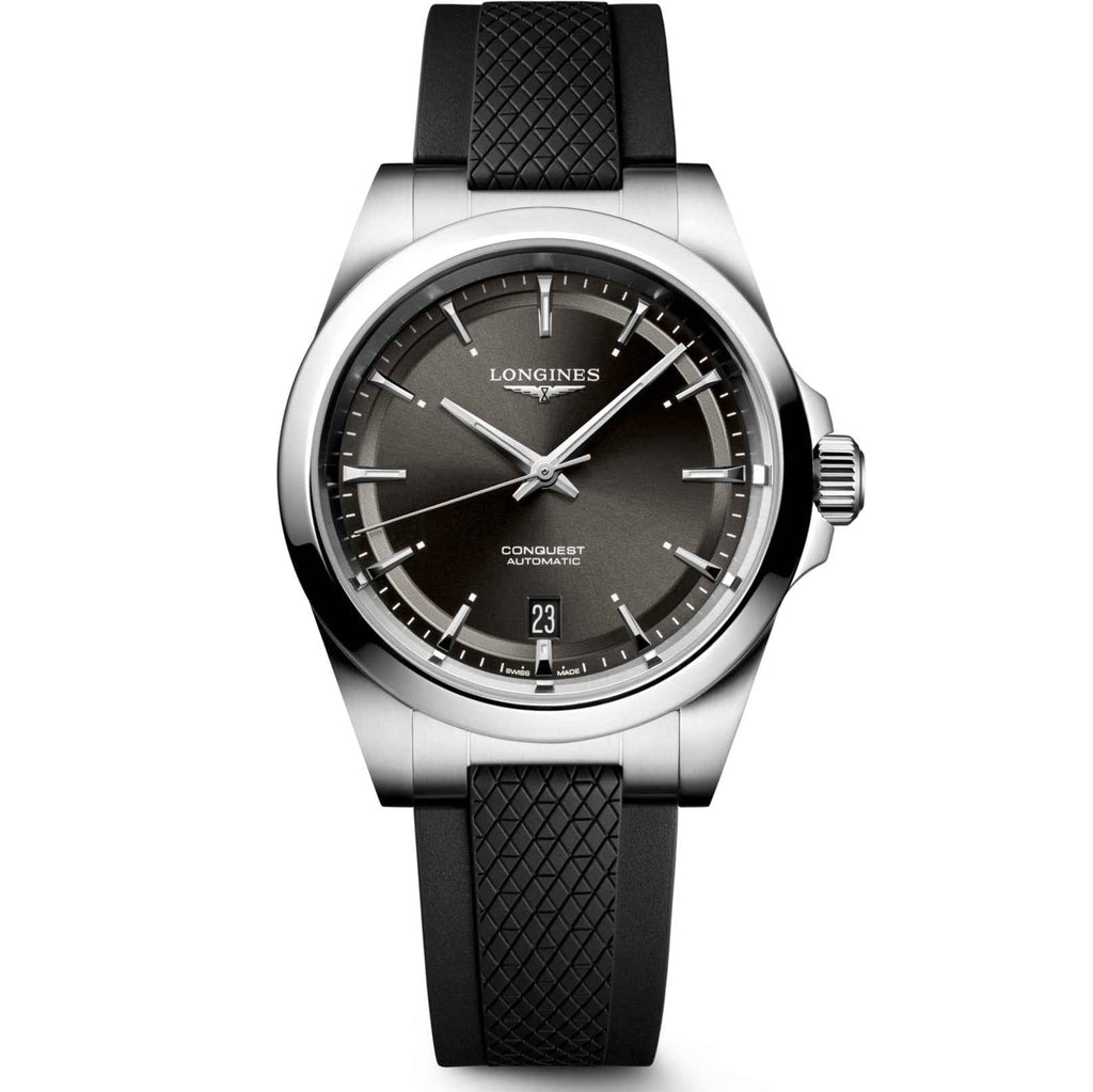 Orologio da polso 38mm nero automatico con cinturino in gomma nera e cassa in acciaio