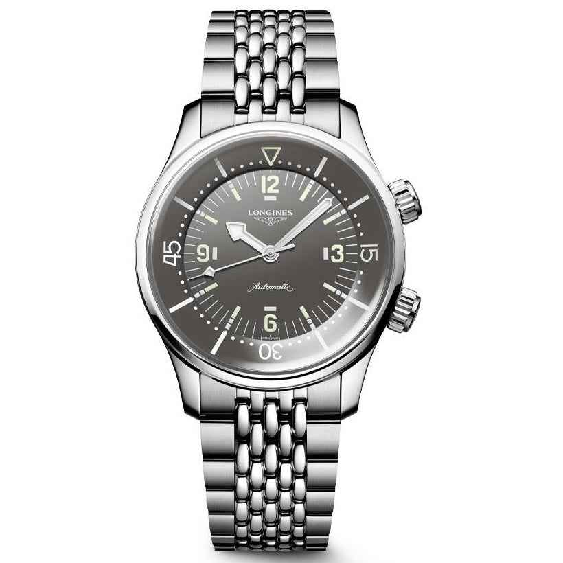 Orologio subacqueo Longines Legend Diver 39 mm automatico in acciaio, quadrante grigio