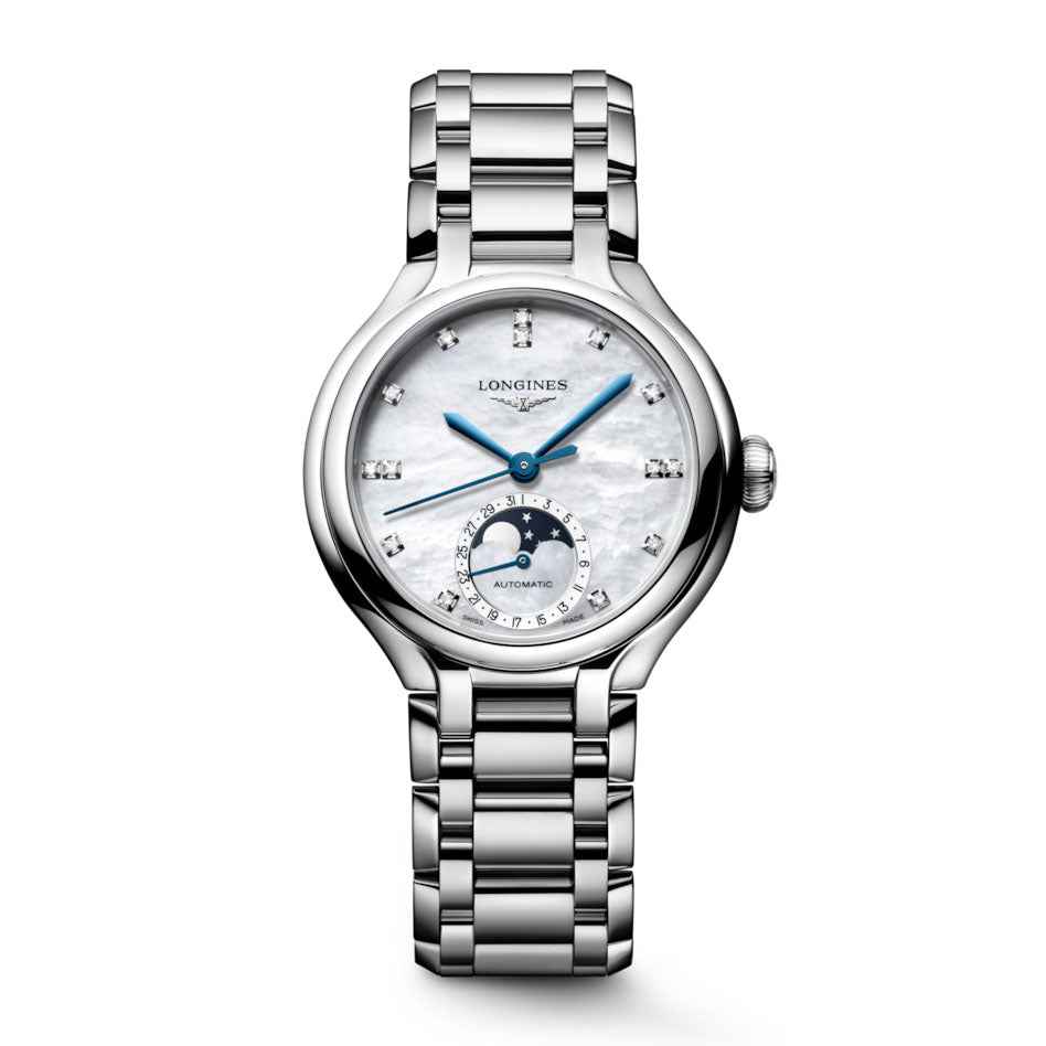 Orologio automatico Longines Primaluna, quadrante madreperla, bracciale acciaio