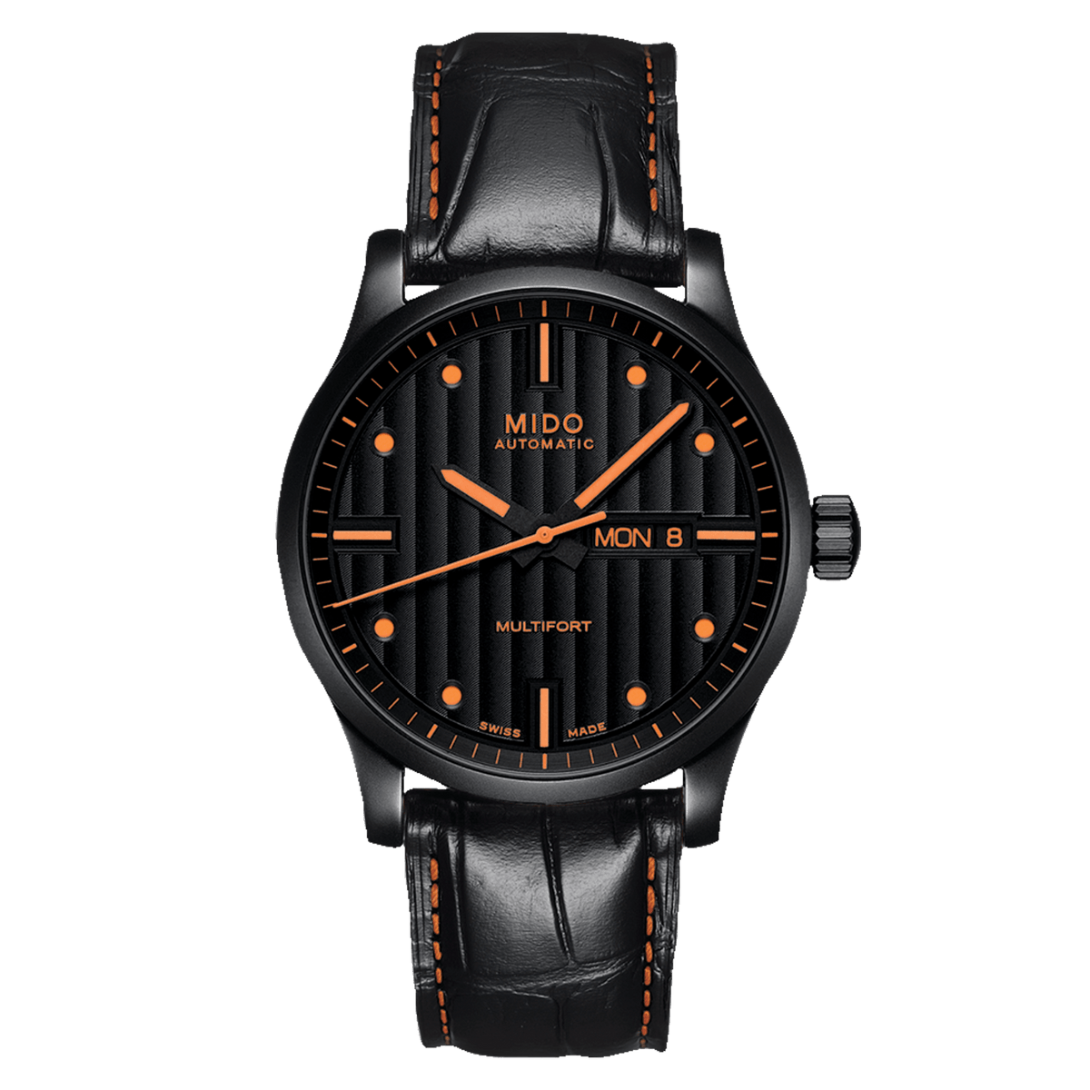 MIDO Multifort Special Edition Automatico Uomo 42 mm Acciaio PVD Nero Quadrante Nero Vetro Zaffiro Day-Date Caliber 80 Doppio Cinturino Pelle 100 m Swiss Made Ref. M005.430.36.051.80