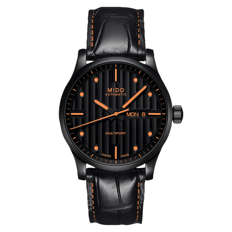MIDO Multifort Special Edition Automatico Uomo 42 mm Acciaio PVD Nero Quadrante Nero Vetro Zaffiro Day-Date Caliber 80 Doppio Cinturino Pelle 100 m Swiss Made Ref. M005.430.36.051.80