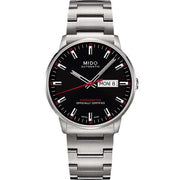 Orologio automatico MIDO con quadrante nero e bracciale in acciaio, day-date.