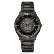 Orologio da polso automatico nero con quadrante fumé e bracciale in acciaio nero