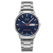 Orologio automatico da uomo in acciaio con quadrante blu dégradé e datario MON/8