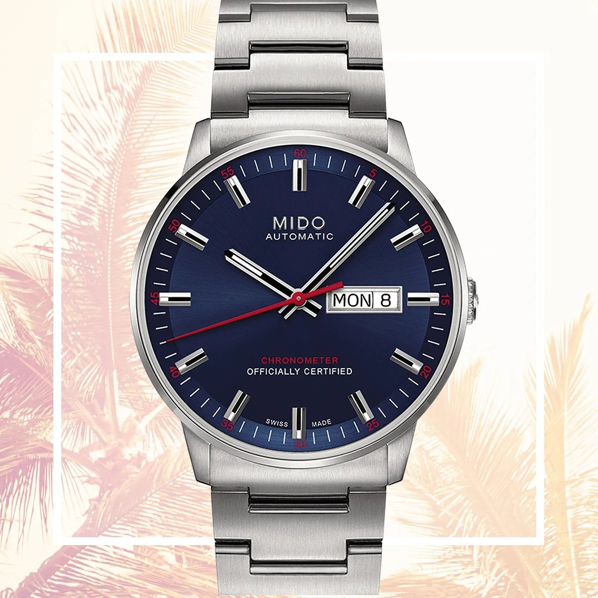 MIDO Commander Chronometer Automatico Uomo 40 mm Acciaio 316L Quadrante Blu Dégradé Vetro Zaffiro COSC Day-Date Caliber 80 Si Bracciale Acciaio 50 m Swiss Made Ref. M021.431.11.041.00 Oasi Watch