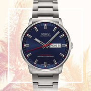 Orologio automatico da uomo in acciaio con bracciale e quadrante blu dégradé