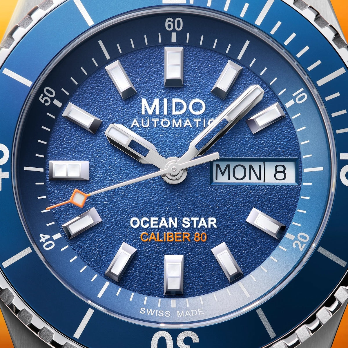 MIDO Ocean Star 200 Automatico Uomo 41 mm Acciaio 316L Quadrante Blu Lunetta Girevole Vetro Zaffiro Day-Date Caliber 80 Bracciale Acciaio 200 m Swiss Made Ref. M026.930.11.041.00 Oasi Watch