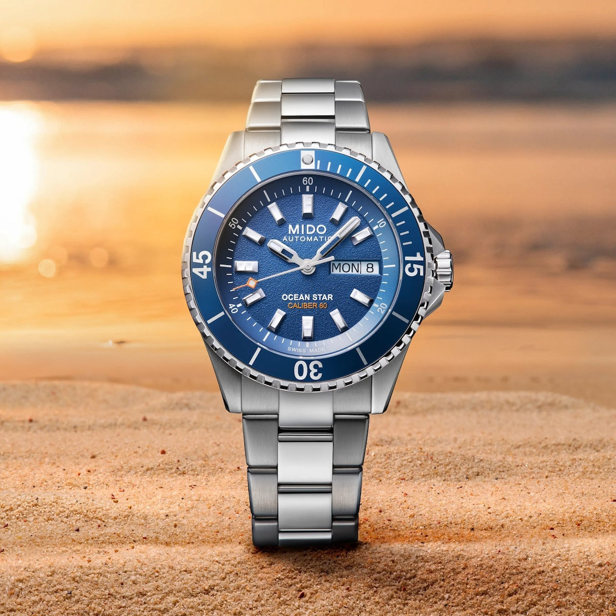 MIDO Ocean Star 200 Automatico Uomo 41 mm Acciaio 316L Quadrante Blu Lunetta Girevole Vetro Zaffiro Day-Date Caliber 80 Bracciale Acciaio 200 m Swiss Made Ref. M026.930.11.041.00 Oasi Watch