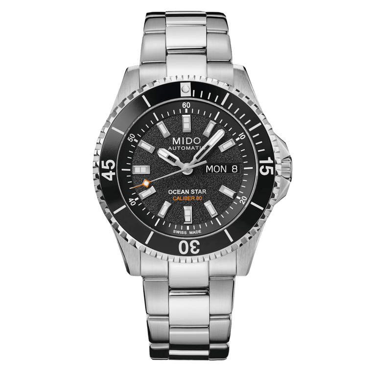MIDO Ocean Star 200 Automatico Uomo 41 mm Acciaio 316L Quadrante Nero Lunetta Girevole Vetro Zaffiro Day-Date Caliber 80 Bracciale Acciaio 200 m Swiss Made Ref. M026.930.11.051.00