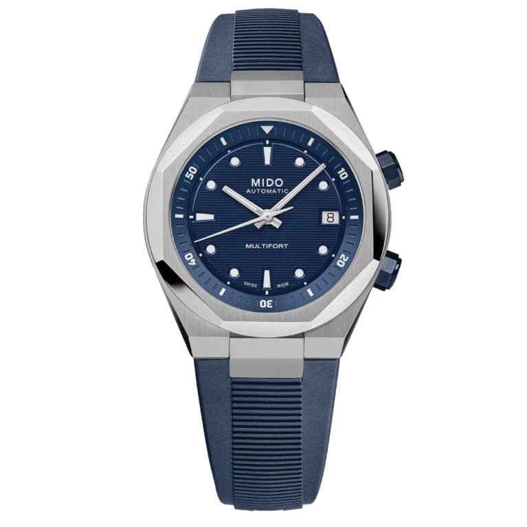 Orologio Mido Multifort con quadrante blu e cinturino in tessuto, automatico
