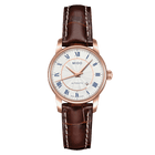 MIDO Baroncelli Tradition Automatico Donna 29 mm Acciaio PVD Oro Rosa Quadrante Argento Numeri Romani Vetro Zaffiro Data ETA 2671 Pelle Marrone 50 m Swiss Made Ref. M7600.2.21.8