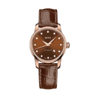 MIDO Baroncelli Automatico Donna 29 mm Acciaio PVD Oro Rosa Quadrante Marrone 12 Diamanti Vetro Zaffiro Antiriflesso Data Pelle Marrone 50 m Swiss Made Ref. M7600.3.64.8