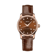 Orologio da polso automatico con cinturino in pelle marrone e quadrante marrone