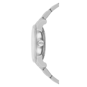 Orologio MIDO da donna in acciaio profilo laterale corona e bracciale maglia