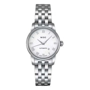 Orologio da donna automatico in acciaio, quadrante bianco con numeri romani