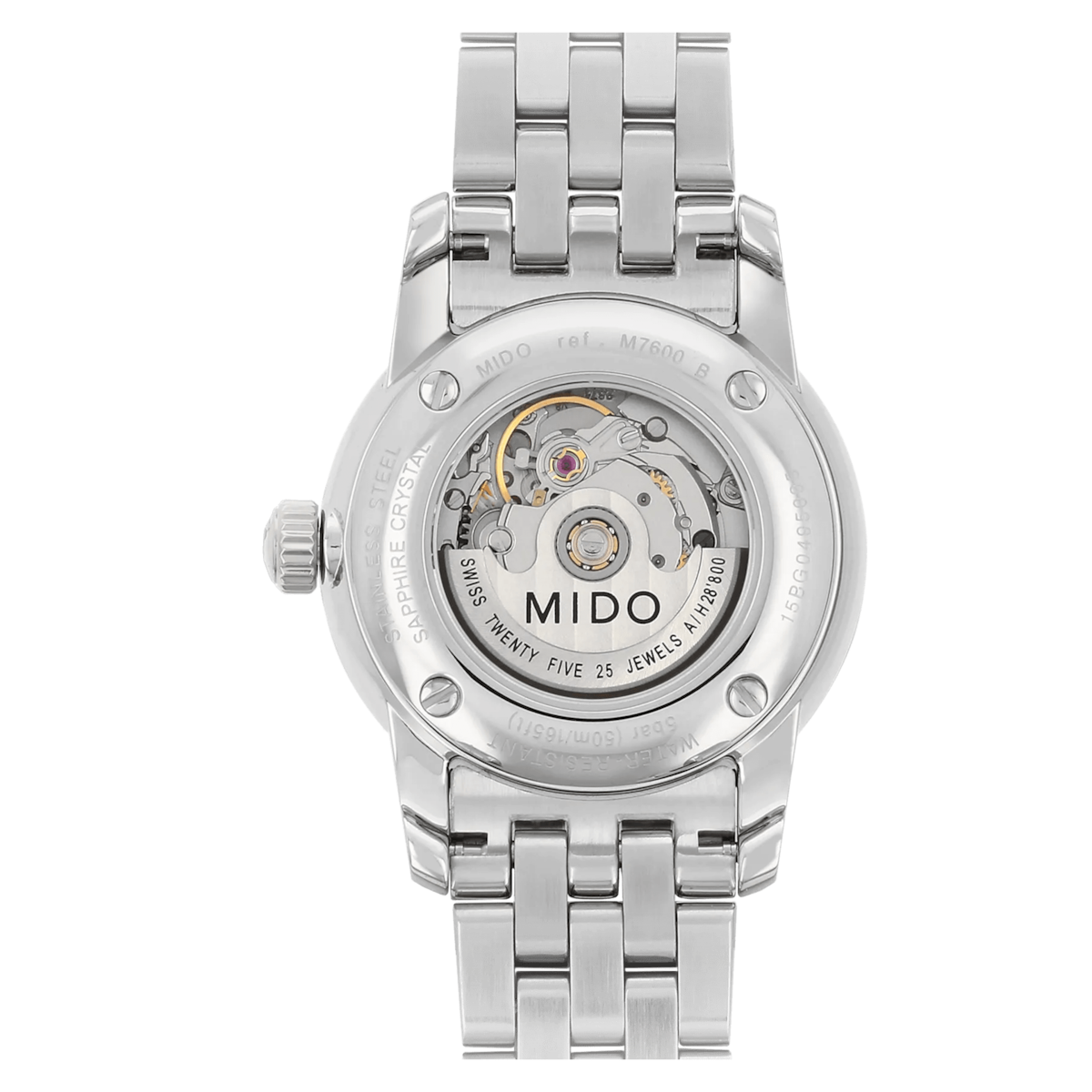 MIDO Baroncelli Tradition Automatico Donna 29 mm Acciaio Quadrante Madreperla 12 Diamanti Vetro Zaffiro Antiriflesso Data ETA 2671 Bracciale Acciaio 50 m Swiss Made Ref. M7600.4.69.1