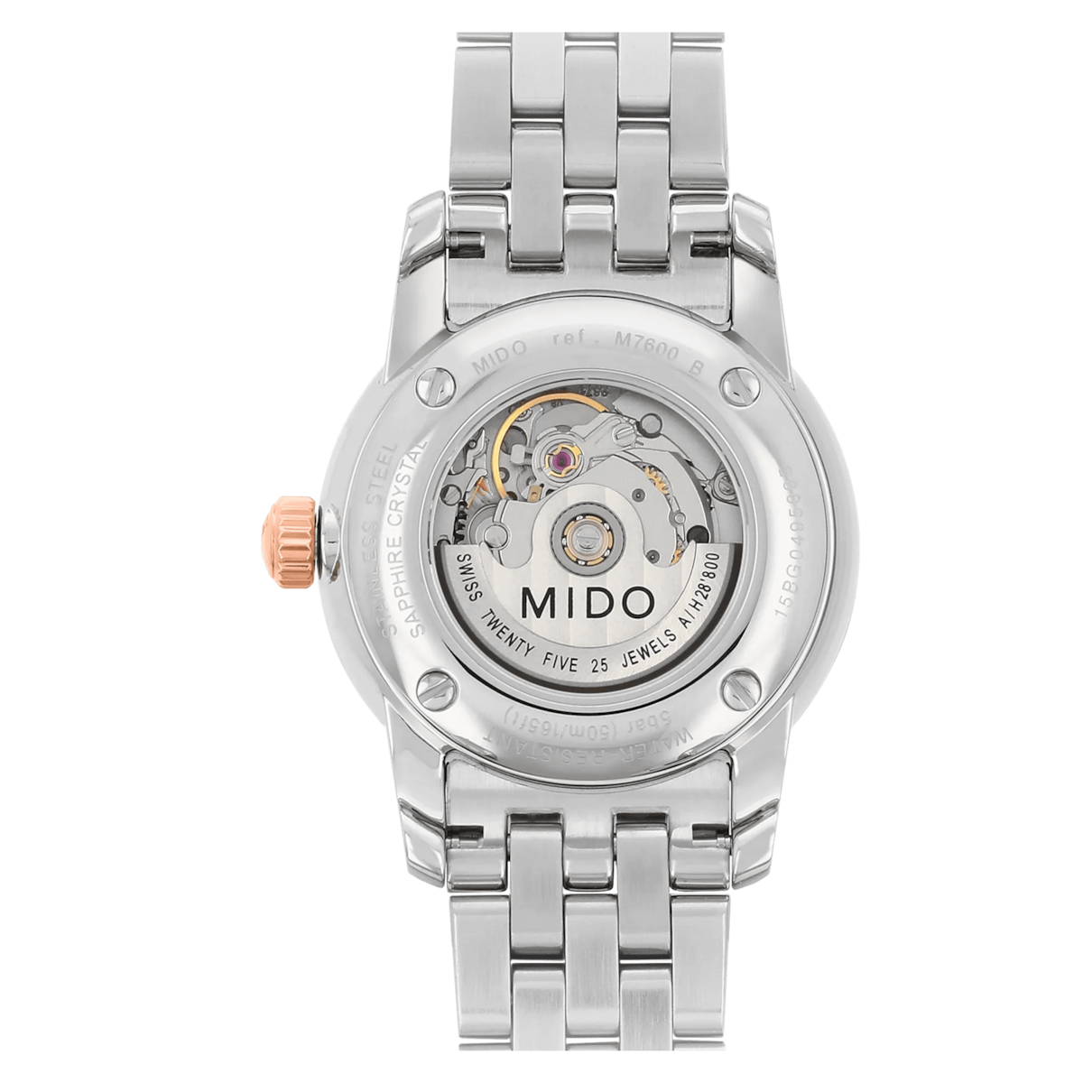 MIDO Baroncelli Automatico Donna 29 mm Acciaio PVD Oro Rosa Quadrante Madreperla 12 Diamanti Vetro Zaffiro Data Bracciale Bicolore 50 m Swiss Made Ref. M7600.9.69.1 Oasi Watch