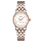 Orologio MIDO da donna bicolore, quadrante bianco con numeri romani e datario automatico